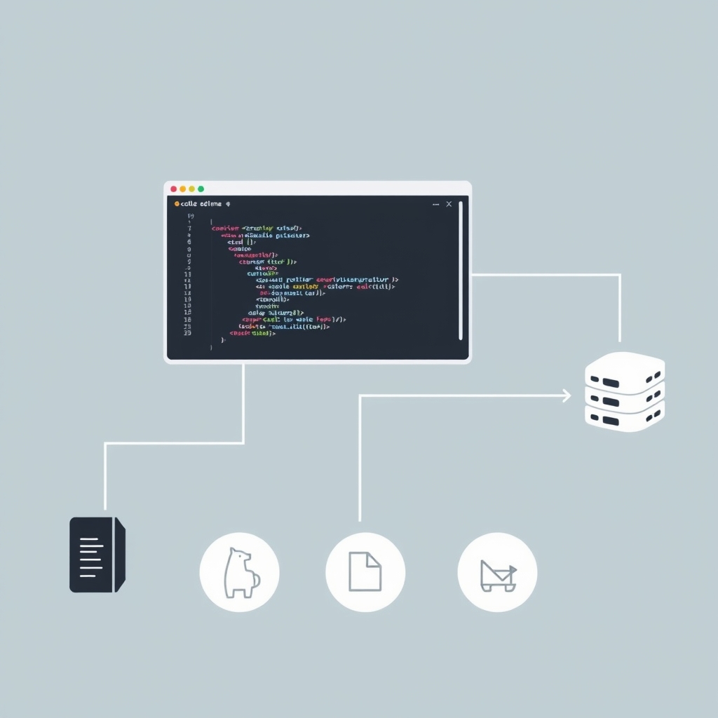 Flat diagram showing a BYOK free AI IDE extension connecting to a local Ollama model server for zero-cost AI code assistance