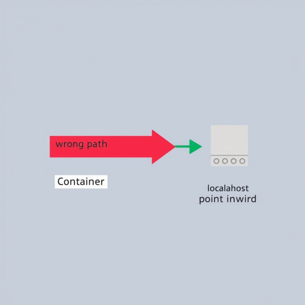 Docker container networking diagram showing why localhost inside a container cannot reach Ollama running on the host machine