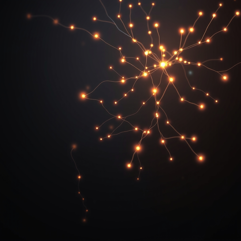 Abstract glowing network of branching threads representing automation workflow connections affected by Gemini API model deprecation