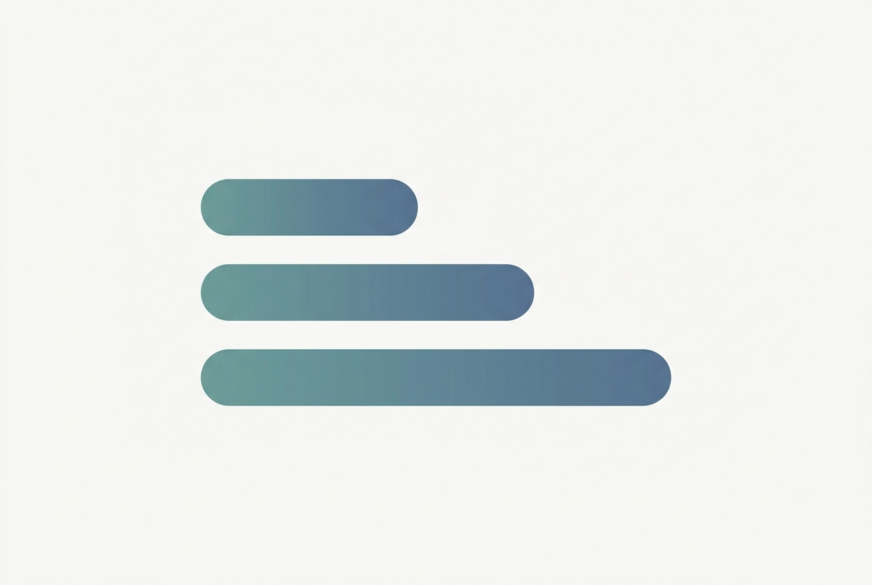 Flat illustration of three rounded horizontal bars of increasing length, suggesting faster speed for smaller local LLM models.
