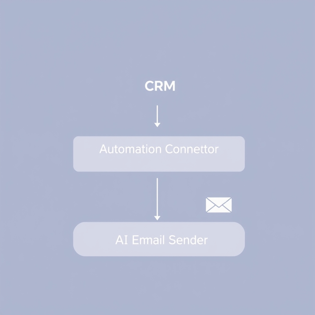 Three-layer AI lead follow-up stack diagram showing CRM, automation connector, and AI email sender linked together for solopreneurs