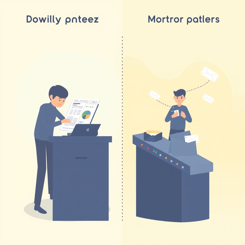 Illustration comparing manual onboarding admin versus an automated client onboarding system for solopreneurs